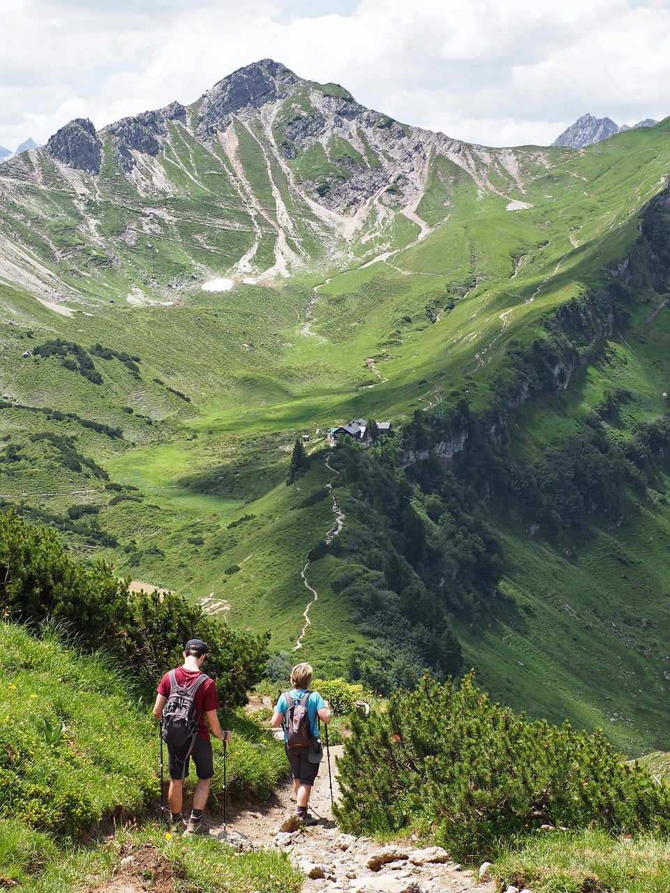 hiking, mountains, nature, europe, panorama, trail, activity, view, hiker, summer, path, alps, trekking, scenery, highland, mountain, peak, breathtaking, adventure, elevation change